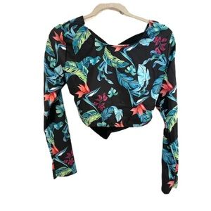 New NWT Aonihua Hawaiian orint rashard long sleeve top 2XL